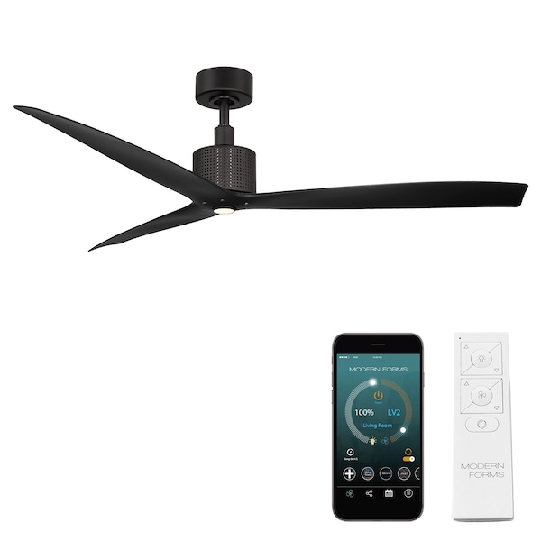 Modern Forms Fans Spinster Indoor or Outdoor Smart Ceiling Fan 3000K LED in Matte Black FR-W2404-60L-MB - main